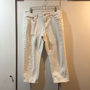 Loft, curvy crop white jeans